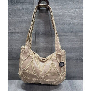 The Sak Pearl Gold Shoulder‎ Bag. 11.5” x15” with Thread Stitching B000681